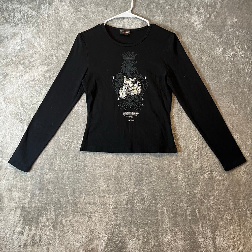 Harley Davidson Women’s Long Sleeve T-Shirt Medium Vintage‎ Y2K